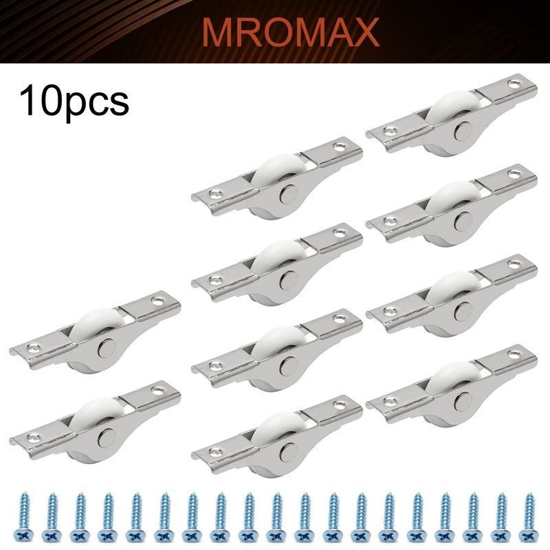 MroMax 10Pcs 23mm/0.91" Dia Screen Door Rollers Nylon White Sliding Wheel Electroplating Sliding Wheel with Stainless Steel Shell for Garage Screen Door - Image 4